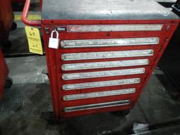 STANLEY ROLL-AROUND/LOCKING TOOLBOX WITH CONTENTS,  HAND TOOLS, SOCKETS, RA