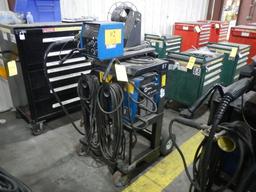 MILLER XMT-350 WELDER WITH MILLER 70 SERIES WIRE FEEDER,  MIG GUN, MOUNTED