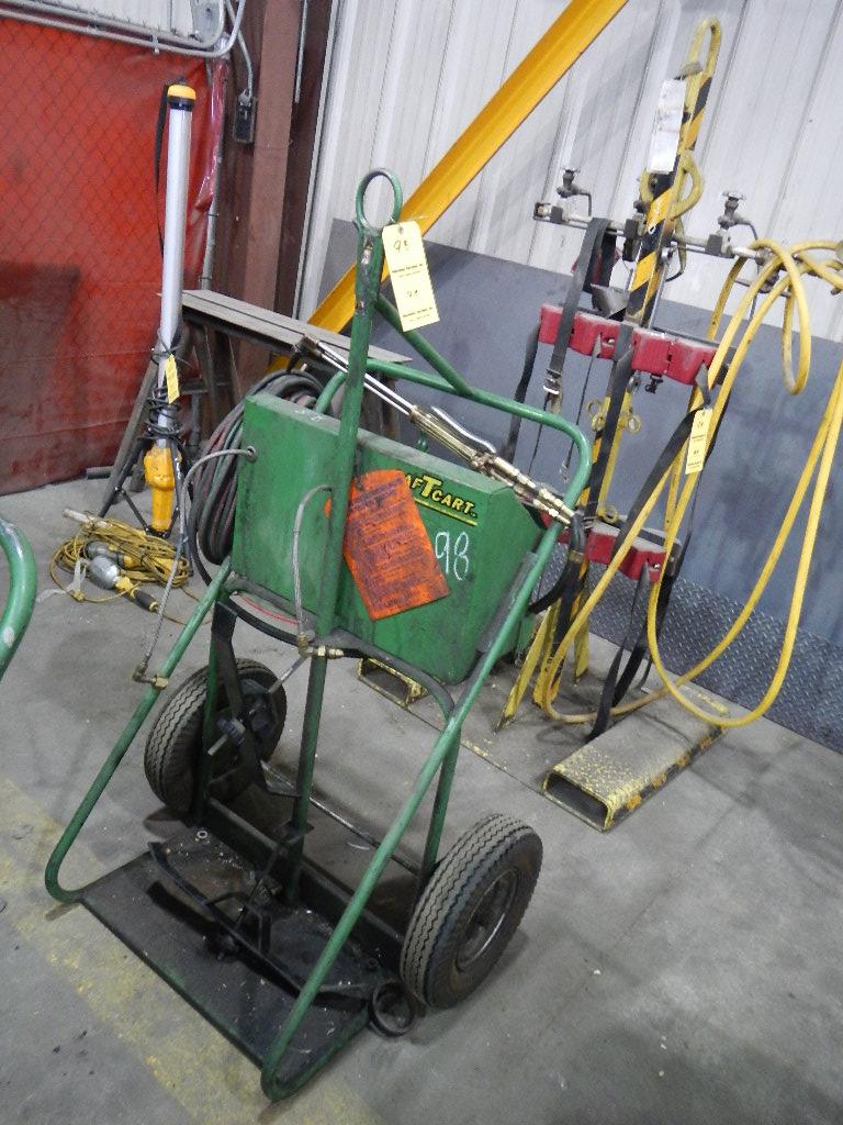 TORCH CART WITH TORCH, HOSES AND BOTTLES (NO PAPERS ON BOTTLES)   LOAD OUT