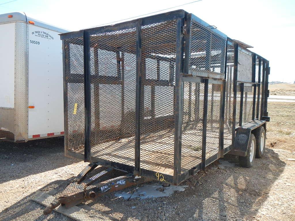 TEXAS BRAGG 16' TRASH TRAILER,  EXPANDED METAL SIDES & TOP, TANDEM AXLE S#