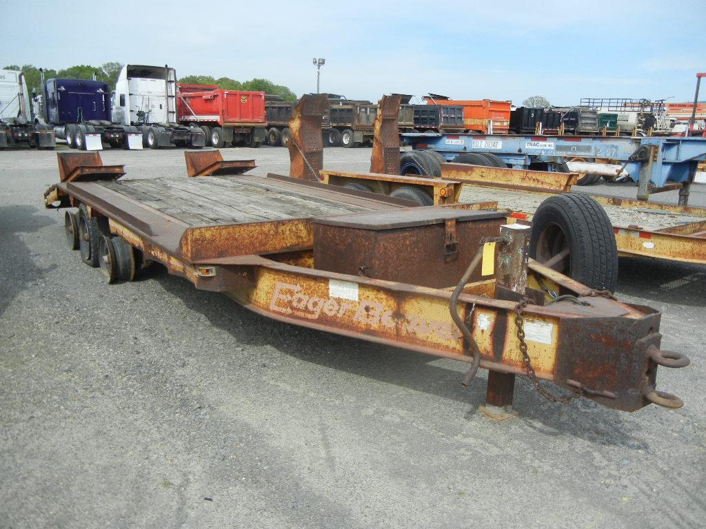 1982 EAGER BEAVER 20' EQUIPMENT TRAILER,  PINTLE HITCH, 16' DECK, 5' DOVETA