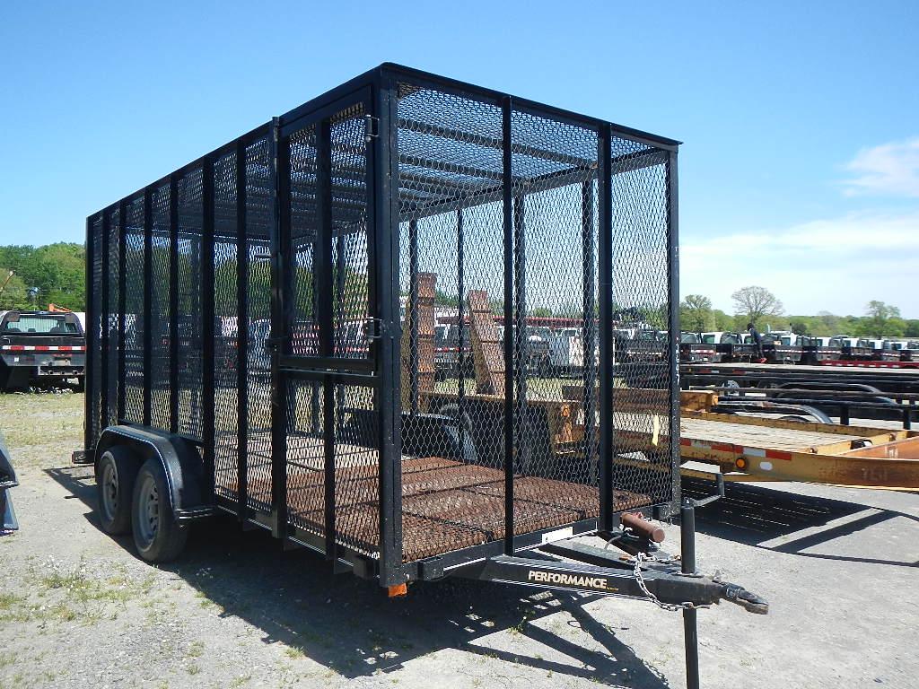 2013 PERFORMANCE LA162 TRASH TRAILER,  16', 8' EXPANDED METAL SIDES & TOP,