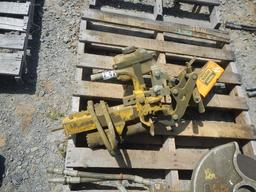 PALLET WITH STANLEY HYDRAULIC SAW, MATWELD 1500 RAIL DRILL AND FAIRMONT DYN