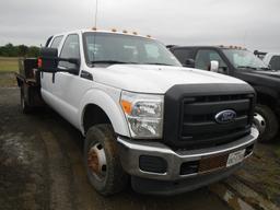 2015 FORD F350 FLATBED TRUCK, 103k + mi,  QUAD CAB, V8 GAS, AUTOMATIC, PS,