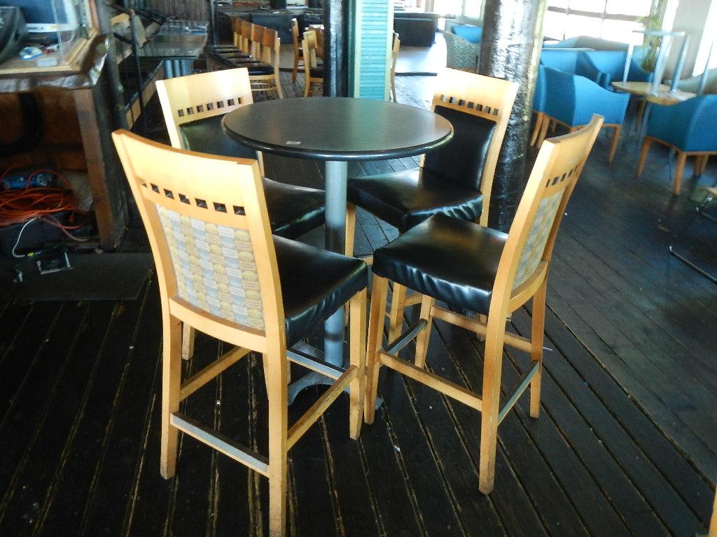 (4) ROUND TABLES AND (16) CHAIRS