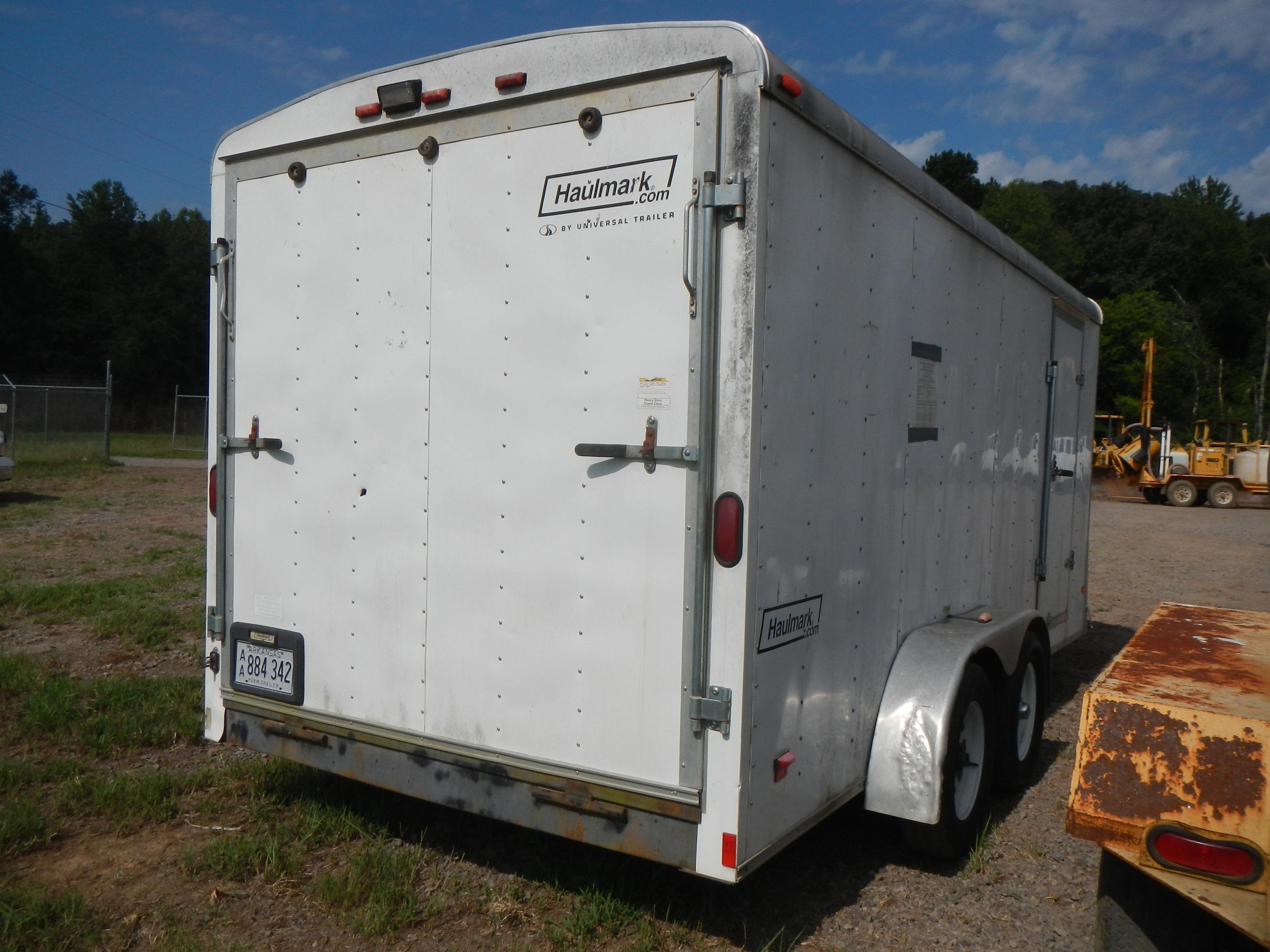 HAULMARK ENCLOSED TRAILER,  7' X 16', TANDEM AXLE, SPRING RIDE, SIDE ACCESS