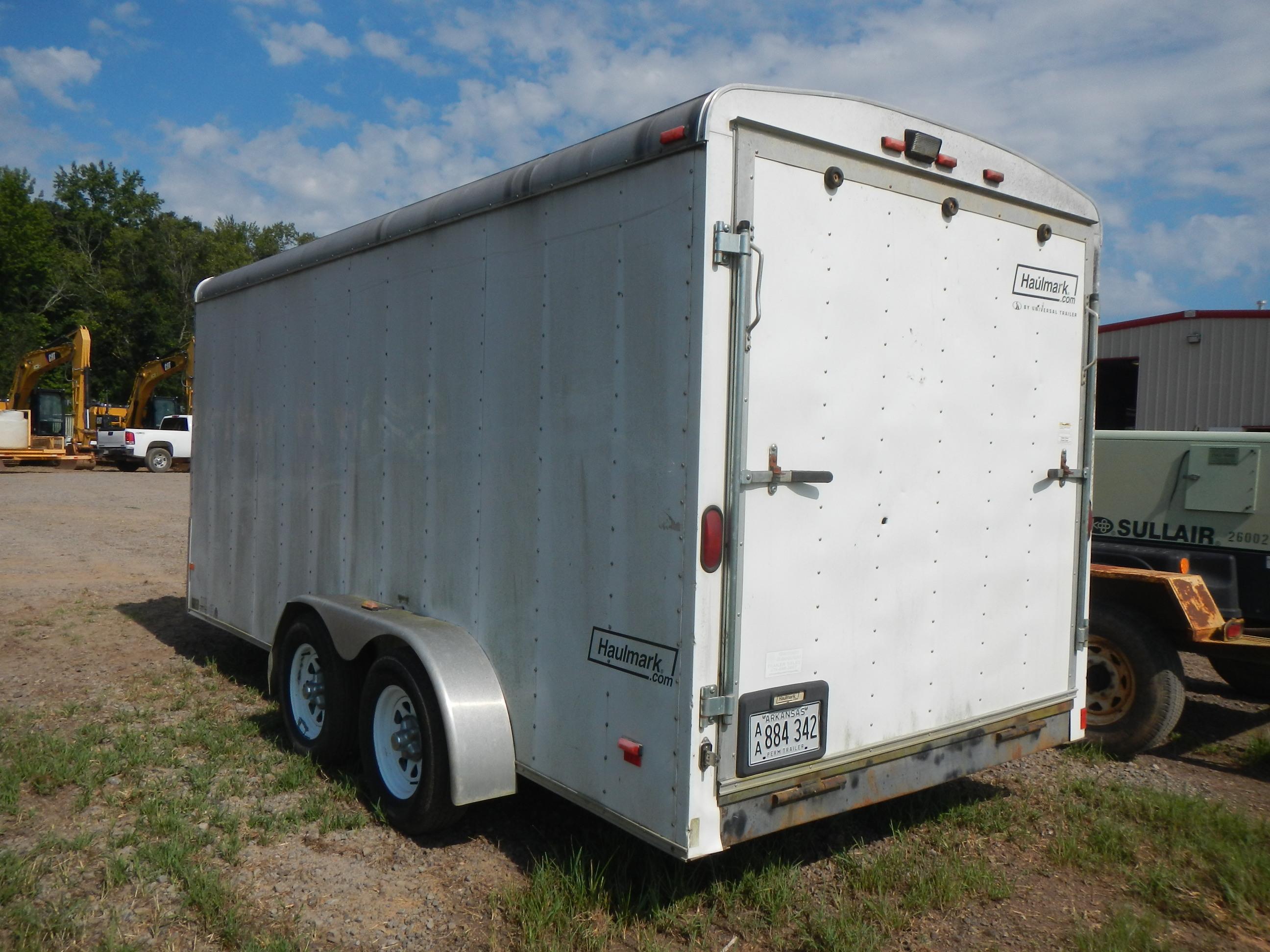 HAULMARK ENCLOSED TRAILER,  7' X 16', TANDEM AXLE, SPRING RIDE, SIDE ACCESS