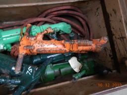 JOB BOX WITH (5) BREAKING HAMMERS,  HOSE AND MISCELLANEOUS C# A