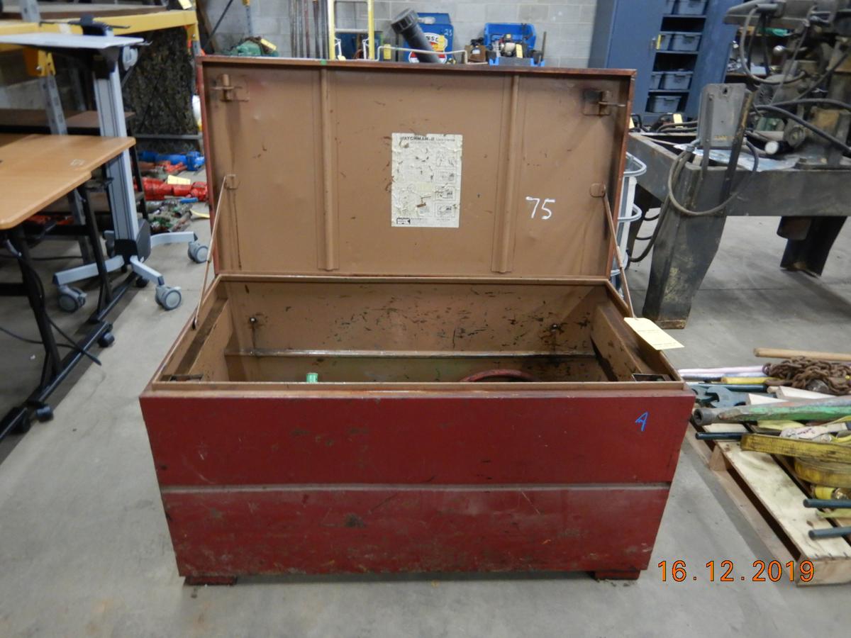 JOB BOX WITH (5) BREAKING HAMMERS,  HOSE AND MISCELLANEOUS C# A