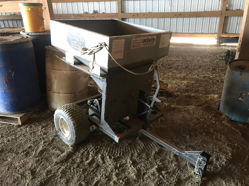 ADAMS FERTILIZER CART,  PULL BEHIND, CHAIN DRIVE