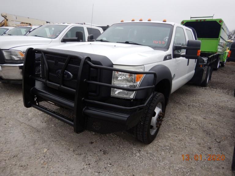 2014 FORD F550 FLATBED TRUCK, 139,312 mi,  CREW CAB, 4X4, 6.7L POWERSTROKE