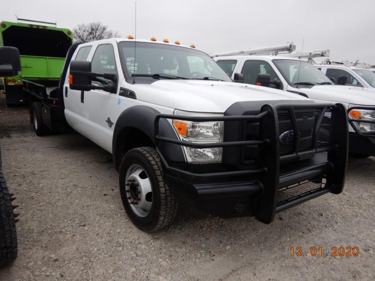 2014 FORD F550 FLATBED TRUCK, 139,312 mi,  CREW CAB, 4X4, 6.7L POWERSTROKE