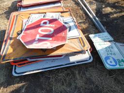 PALLET WITH ASSORTED ROAD SIGNS