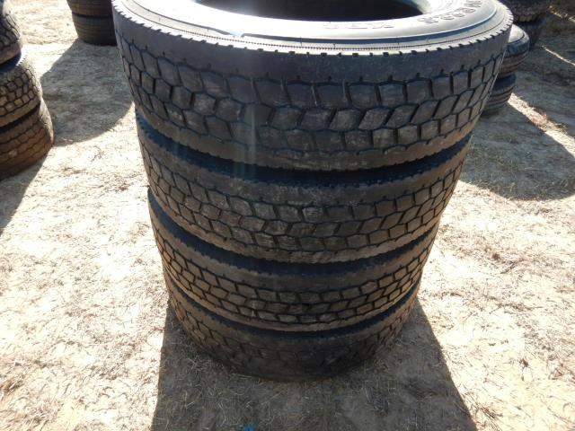 (4) ORIGINAL 255/70R22.5 TIRES