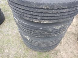 (4) ORIGINAL 11R22.5 TIRES  ON BUDDS