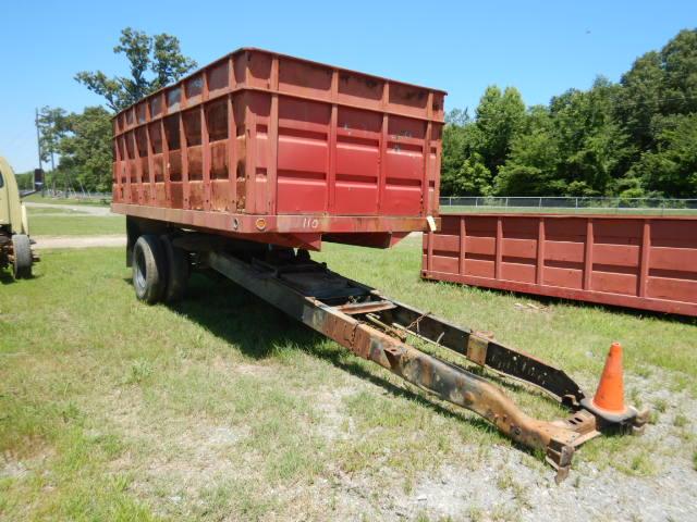 GRAIN DUMP BED,  17', MOUNTED ON TRUCK FRAME, SINGLE AXLE, SPRING SUSPENSIO