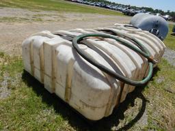 POLY TANK,  500-GALLON, WITH PUMP, HOSE REEL AND HOSE, SKID MOUNTED