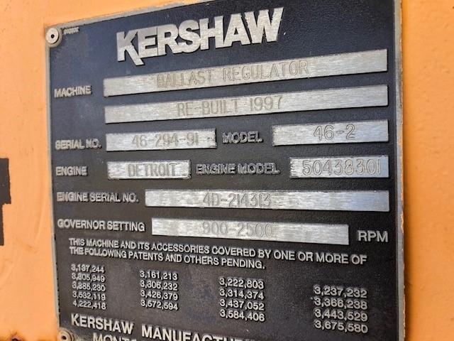 1991 KERSHAW 46-2 BALLAST REGULATOR, 5,149+ hrs,  CAB, AC, DETROIT 4-53T DI