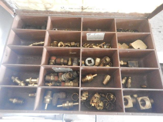 LAWSON PARTS BIN WITH ASSORTED AIR FITTINGS
