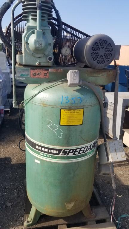 SPEEDAIRE SHOP AIR COMPRESSOR,  ELECTRIC, 3-PHASE, 200-PSI, 5-HP