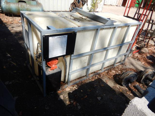 METAL FRAMED TOTE,  400-GAL, DIAPHRAGM PUMP FOR PUTTING WATER IN TIRES