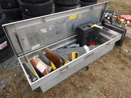 ALUMINUM CROSSBED TOOLBOX WITH CONTENTS,  GPS UNIT ARMIN, GPS UNIT, TRIMBLE