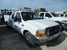 2001 FORD F250 UTILITY PICKUP TRUCK, 242102 MILES,  CREWCAB, 2WD, 7.3L POWE