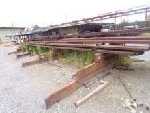 METAL RACKS WITH CONTENTS, SQUARE TUBING & MISCELLANEOUS ALONG WEST SIDE OF