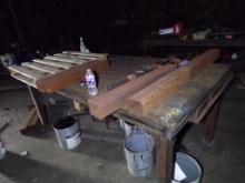 METAL SHELF, (2) METAL TABLES WITH CONTENTS, ROLL AROUND TOOLBOX,  & MISCEL