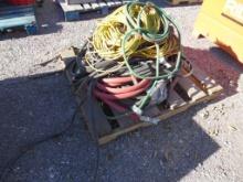 LOT OF ASSORTED ELECTRICAL CORDS & AIR HOSES