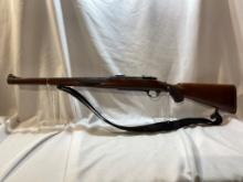 RUGER M77 RIFLE,  BOLT ACTION, 250 SAVAGE, MANNLICHER STOCK IS IN GOOD COND
