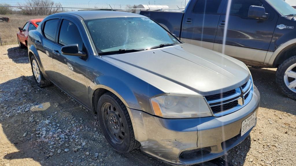 2013 DODGE AVENGER PASSENGER CAR, 142611 MILES,  4 DR, GAS, A/T, KEYS, UNKN