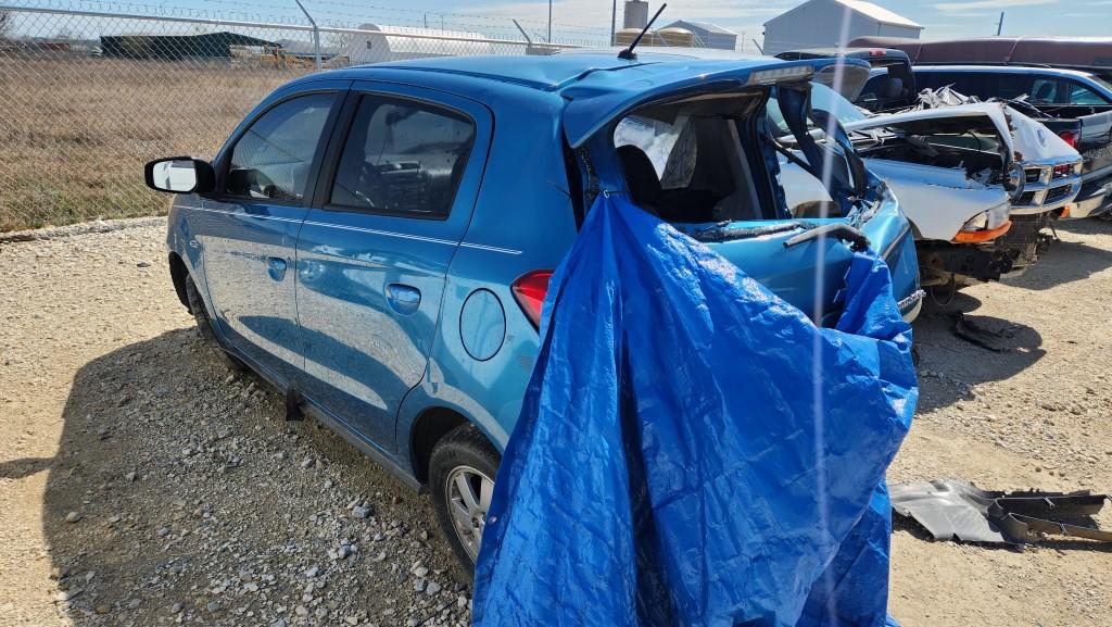 2015 MITSUBISHI MIRAGE PASSENGER CAR, UNKNOWN MILEAGE,  WRECKED, 4 DR, GAS,