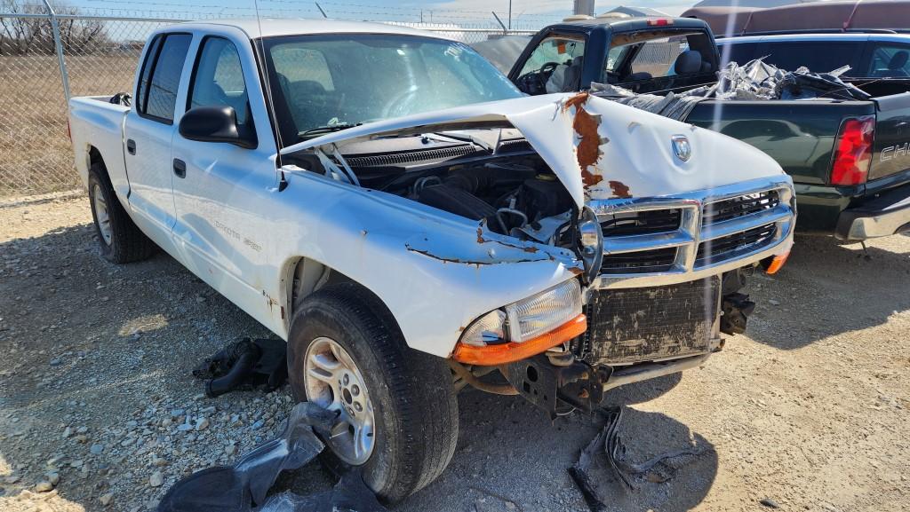 2002 DODGE DAKOTA PICKUP TRUCK, 279667 MILES,  WRECKED, 4 DR, 2WD, GAS, A/T