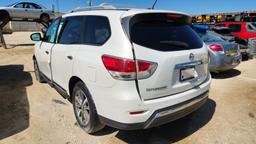 2013 NISSAN PATHFINDER SUV, UNKNOWN MILEAGE,  WRECKED, 4 DR, GAS, A/T, NO K