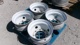 LOT OF STEEL WHEELS,  (4) 17.5", 8 HOLE, NO TIRES, AS IS WHERE IS