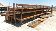 LOT OF METAL STORAGE SHELVES,  (4) VARIOUS SIZES & LENGTHS UP TO 23', AS IS