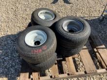 LOT OF ASSORTED GOLF CART TIRE/WHEELS,  (6), AS IS WHERE IS