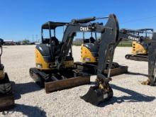 2019 JOHN DEERE 35G MINI HYDRAULIC EXCAVATOR, 2238 HRS,  CANOPY, 12" RUBBER