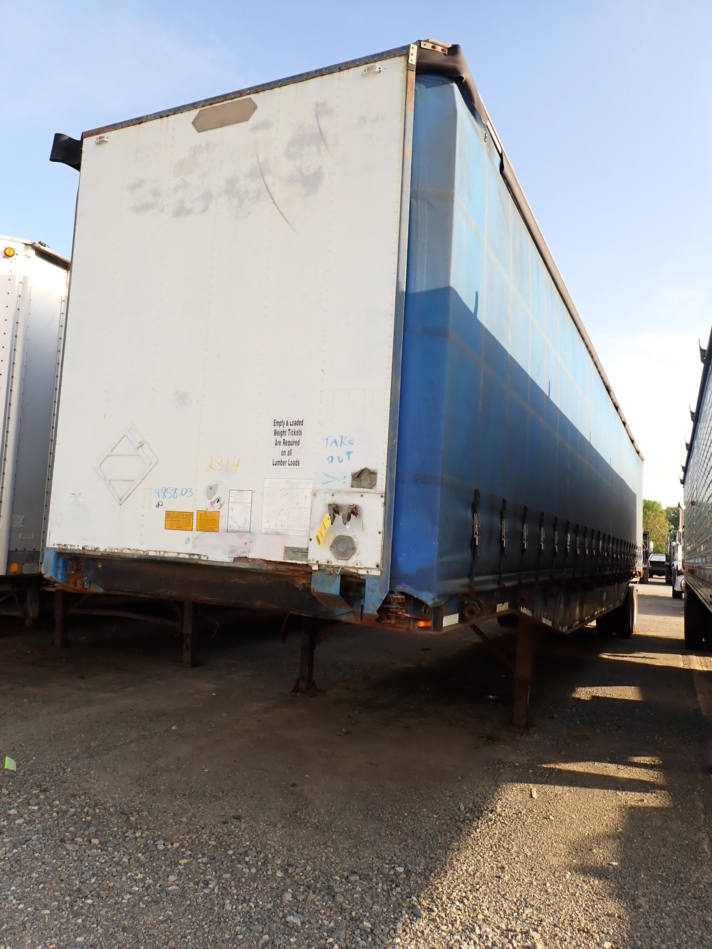 1986 UTILITY CURTIAN SIDE TRAILER,  48', TANDEM AXLE, AIR RIDE, RATCHET TIE