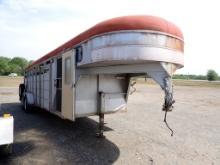 1996 Delta Livestock Trailer, 24’, Metal Top, Tandem Axle, Full Swing Rear