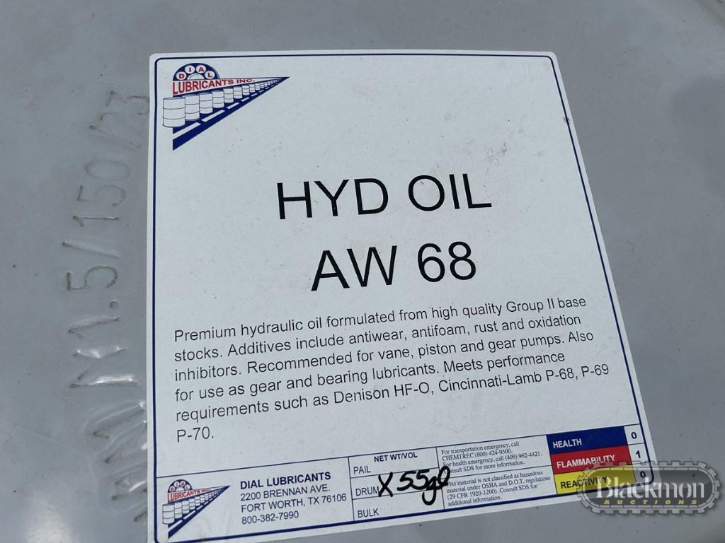 55 GALLON DRUM OF HYDRAULIC OIL,  AW68