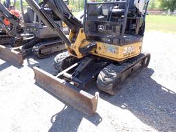 JOHN DEERE 27D MINI EXCAVATOR,  RUBBER TRACKS, CANOPY, S# 24601003