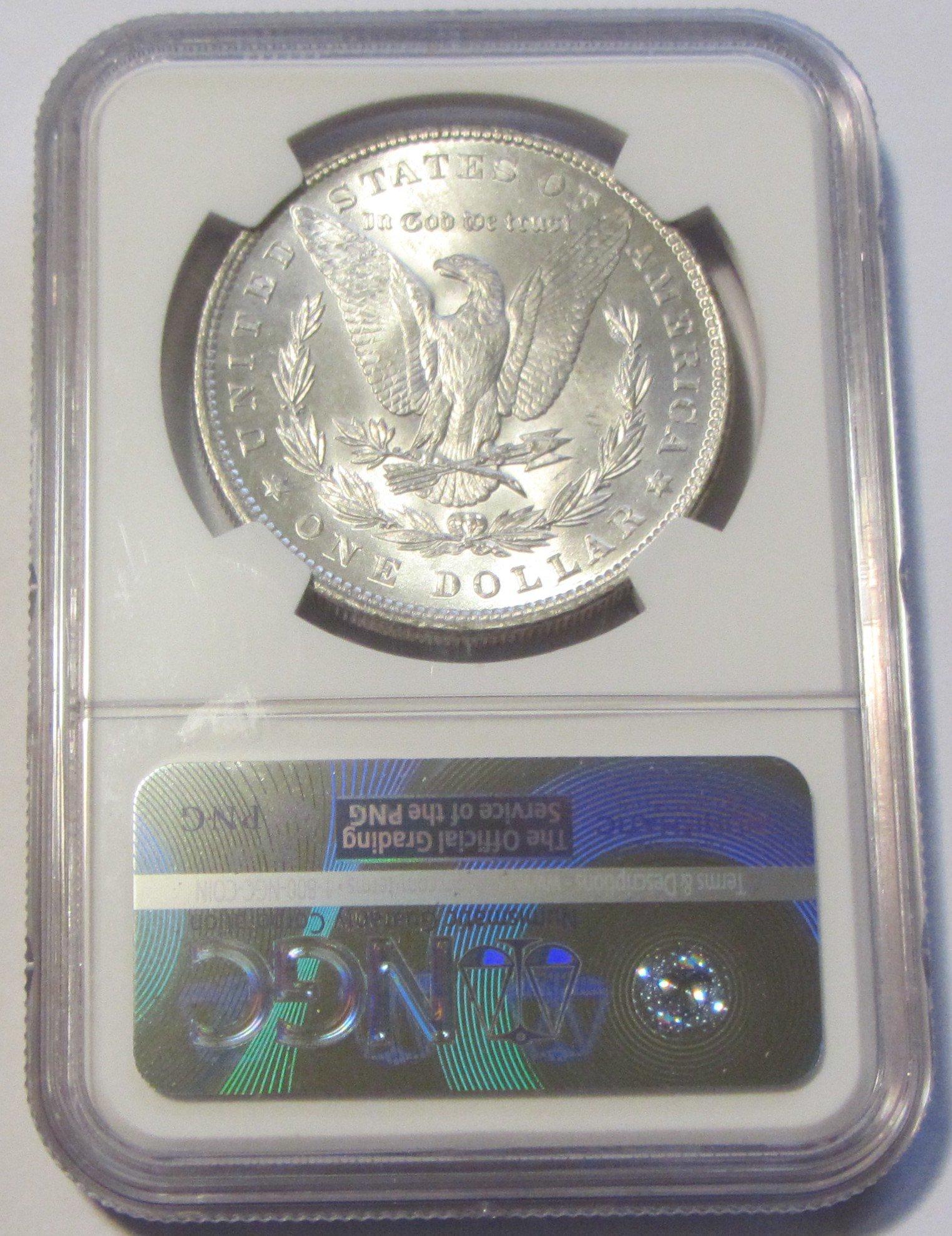 $1 1896 MORGAN GEM NGC MS 65 BLAST WHITE COIN