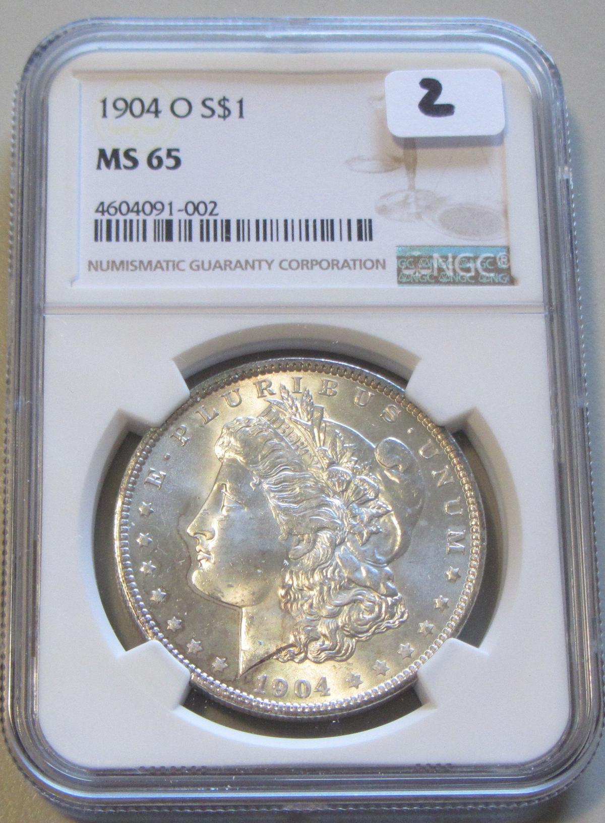 $1 1904-O MORGAN GEM NGC MS 65