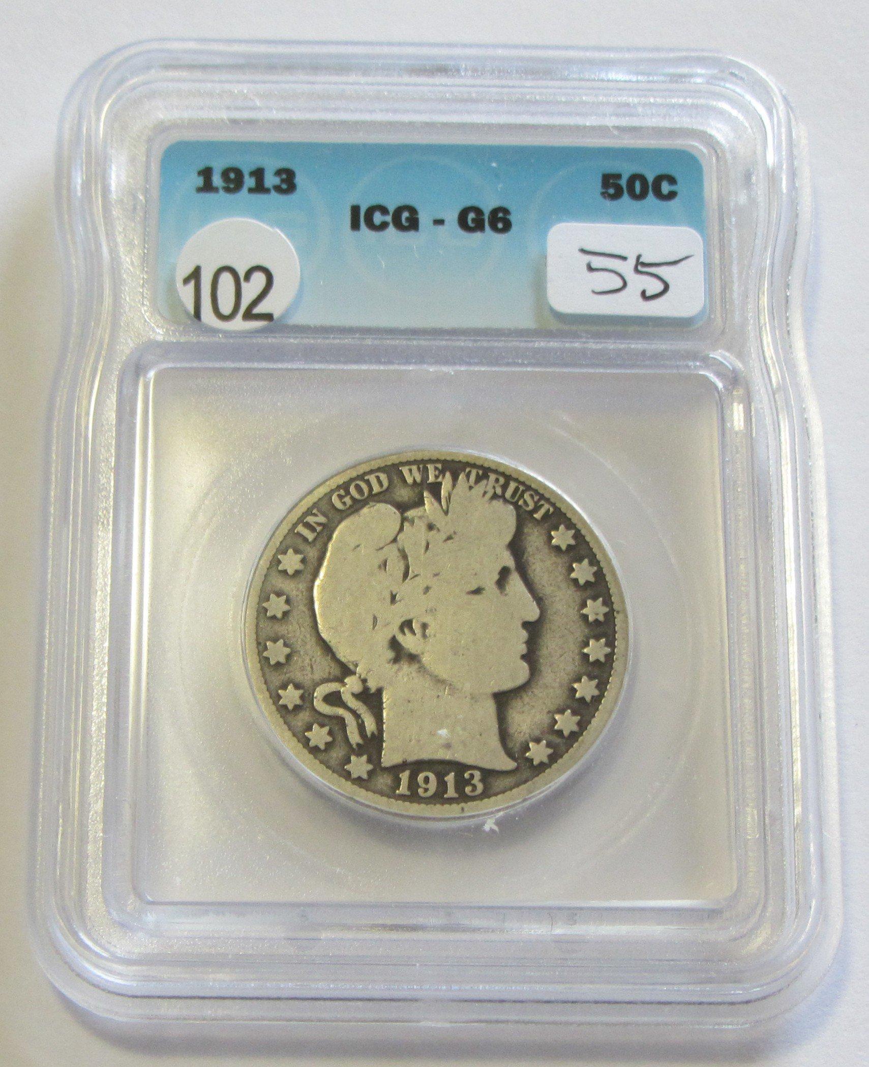 1913 BARBER HALF ICG G