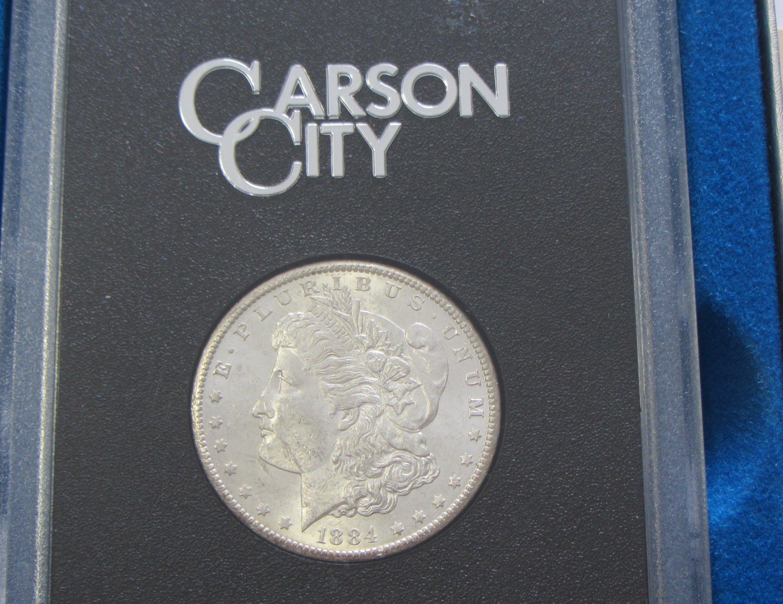 $1 1884-CC CARSON CITY MORGAN GSA HOARD WITH BOX AND PAPER