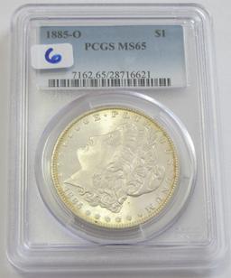 $1 1885-O MORGAN PCGS GEM MS 65