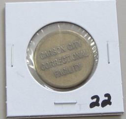 SCARCE CARSON CITY PRISON TOKEN 25 CENTS