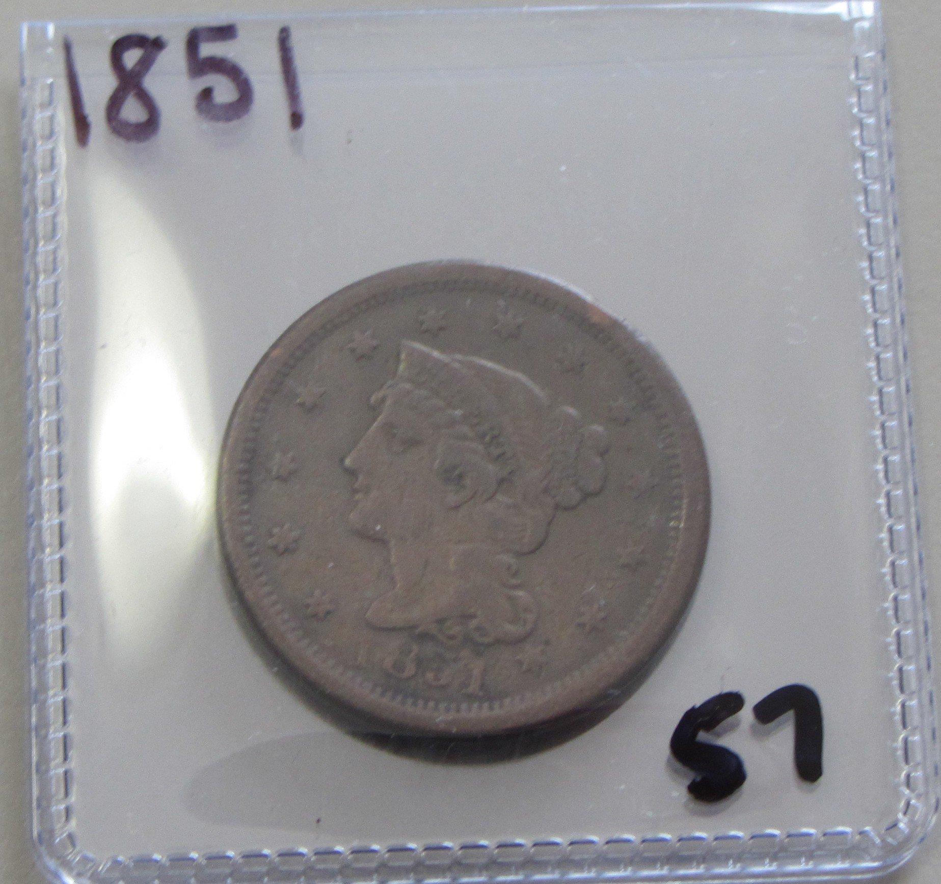 1851 BRAIDED HAIR LARGE CENT